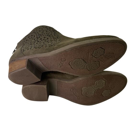 Carlos Santana Boots sz 8.5 Olive Green Embroidered #M523 - Picture 7 of 7